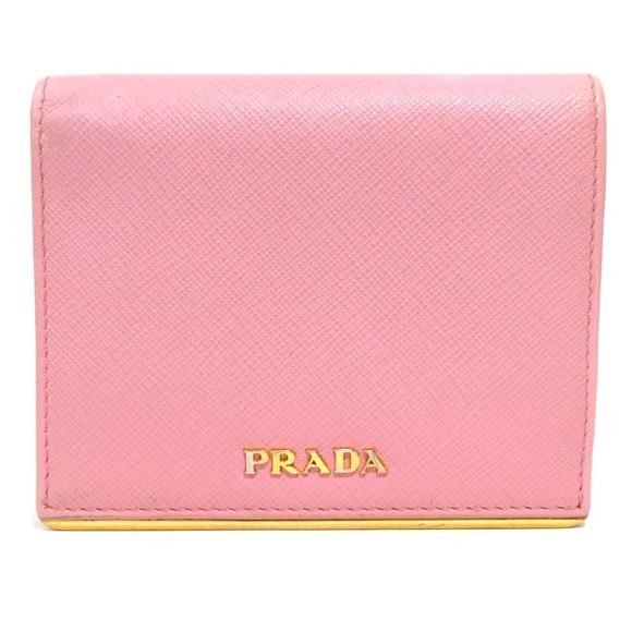Prada Women's Pink Leather Bi-fold Wallet 1MV204 56407a